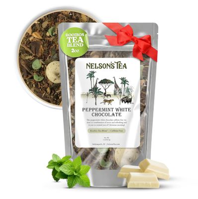 Nelson&#39;s Tea - Peppermint White Chocolate - Caffeine Free - Loose Leaf Peppermint Tea with Green &amp; Red Rooibos - White Chocolate Peppermint Tea (2 oz)