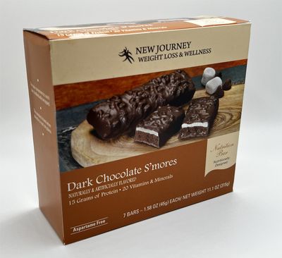 Dark Chocolate S&#39;mores Bar - New Journey Weight Loss &amp; Wellness - High Protein Meal Replacement Nutrition Bar (7 bars/box)