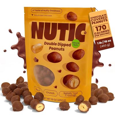 Nutic Milk Chocolate Covered Peanuts - 1 Lb. Double Dipped Premium Gourmet Milk Chocolate Peanuts Perfect for Snacks &amp; Gifts, Made in USA - (Pack of 1)