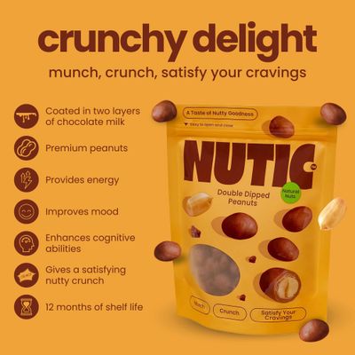 Nutic Milk Chocolate Covered Peanuts - 1 Lb. Double Dipped Premium Gourmet Milk Chocolate Peanuts Perfect for Snacks &amp; Gifts, Made in USA - (Pack of 1)