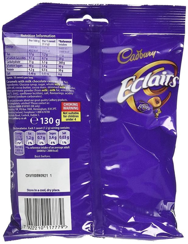 Cadbury Chocolate Eclairs 130 Grams - Pack of 2
