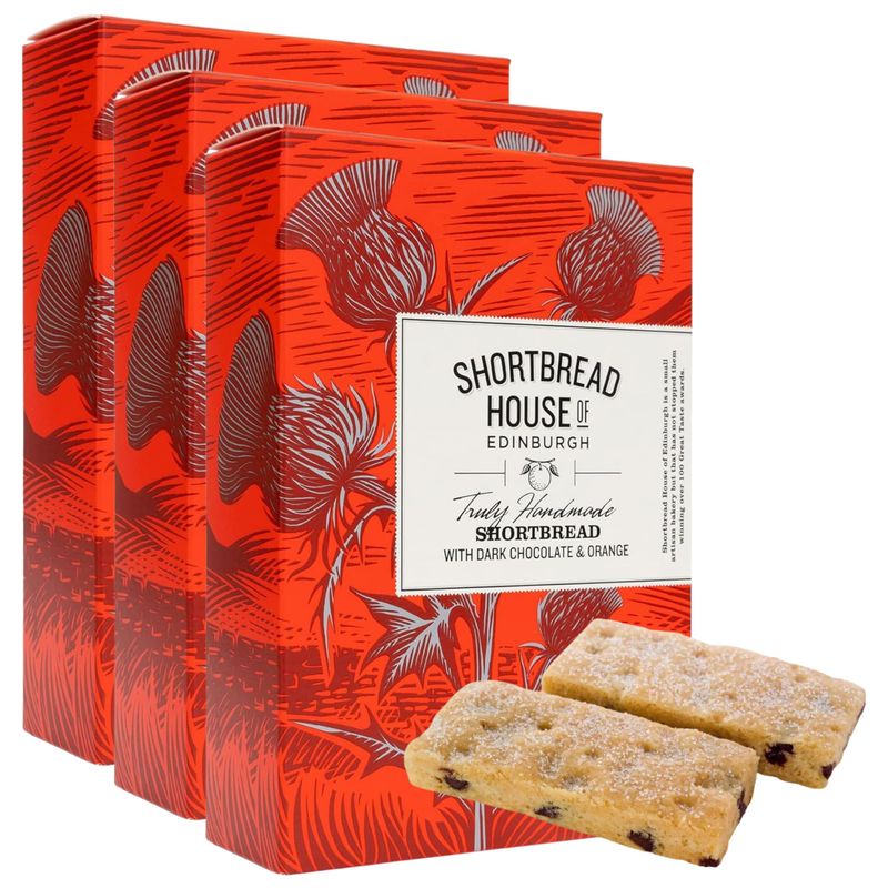 Shortbread House of Edinburgh Truly Handmade Shortbread Fingers with Dark Chocolate &amp; Orange, 6oz Box (Pack of 3)