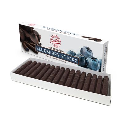 Sweet Candy Company Dark Chocolate Blueberry Sticks - Gourmet Chocolate Covered Sticks, Chocolate Fruit Flavored Sticks, Gift Idea for Holidays, Gluten Free, Kosher - 10.5 oz Box