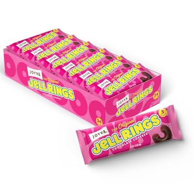 Joyva Original Jell Rings | Box of 24, 3 Packs | Sweet Jell Center with Smooth Dark Chocolate Coating | Kosher Parve | Free of Dairy, Gluten, Soy, and Preservatives
