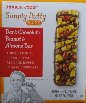 Trader Joe&#39;s Simply Nutty Bars Dark Chocolate, Peanut &amp; Almond Bar