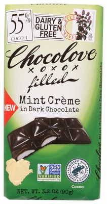 Chocolove Filled Mint Crme in Dark Chocolate, Dairy Free, Gluten Free &amp; Non-GMO, 3.2 Oz (Pack of 10)
