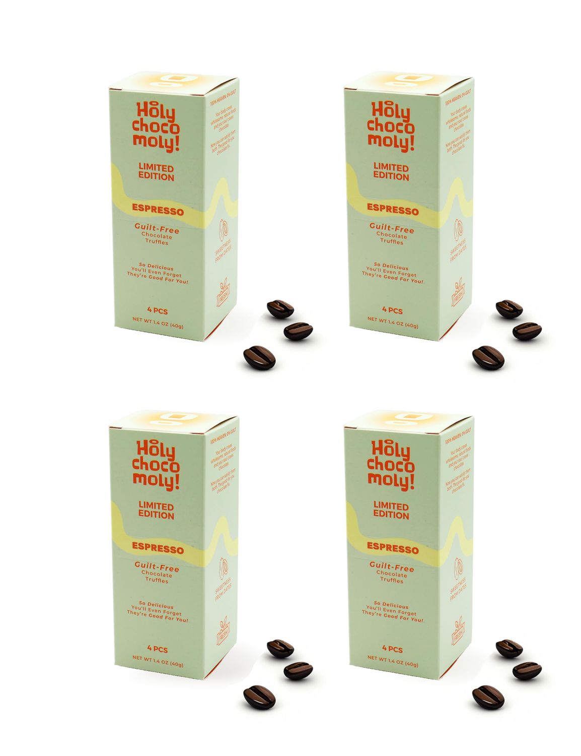 Espresso Chocolate Truffles | Low in Refined Sugar, Made With Dates and Natural Ingrediens | Healthy On-the-go Snack | 4 Truffles/Box, 16 Truffles