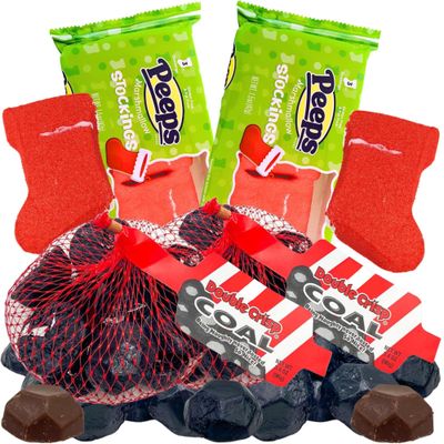 Double Crisp Chocolate Coal, Individually Wrapped Candy for Stocking Stuffers, Christmas Gag Gift (Coal and Stockings)