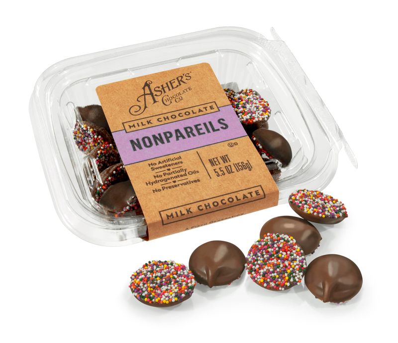 Asher's Chocolates, Sprinkled and Chocolate Covered Nonpareils, Small Batches of Kosher Chocolate, Valentine's Day Chocolate, Family Owned Since 1892 (Milk Chocolate)