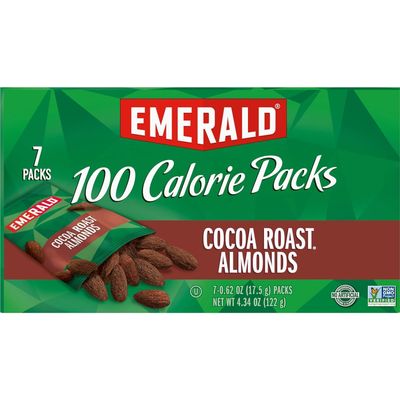 Emerald Nuts Cocoa Roast Almonds 7 Ct (1-Pack), 100-Calorie Individual Packs, Kosher Certified, Non-GMO, Contains No Artificial Preservatives, Flavors or Synthetic Colors