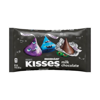 HERSHEY&#39;S KISSES Milk Chocolate Monster Foil, Halloween Candy Bag, 10 oz