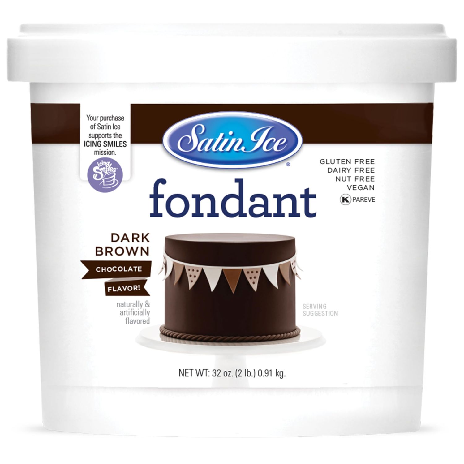 Satin Ice Fondant, Dark Chocolate, 2 Pound