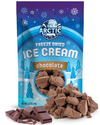 Arctic Farms Freeze Dried Ice Cream Bits Bagged and Boxed - Does Not Melt (Chocolate)