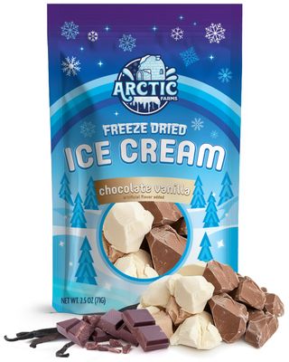Arctic Farms Freeze Dried Ice Cream Bits Bagged and Boxed - Does Not Melt (Chocolate Vanilla Mix)