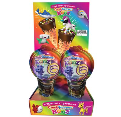Candy Treasure Chocolate Cream Konz with Unicorns, Narwhals &amp; Friends Toy Surprise | Tray of 10