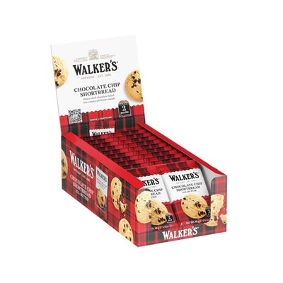 Walker&#39;s Shortbread Chocolate Chip Cookies, All-Butter Shortbread Cookies, 1.4 Oz Snack Packs (Pack of 20)