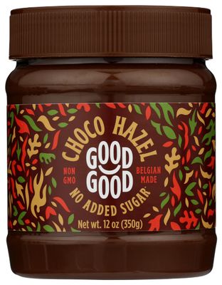 Good Good Belgian Chocolate Hazel Spread, No Added Sugar, Gluten Free, Vegetarian Friendly, 12 Ounce (Pack of 6)