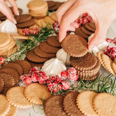 Santa's Snacks Gift Basket by Dewey's Bakery | Moravia Cookies and Gift Tubes, Chocolate Peppermint Cookies &amp; Cheddar Cheese Straws | Holiday Gift Basket | 7-Piece