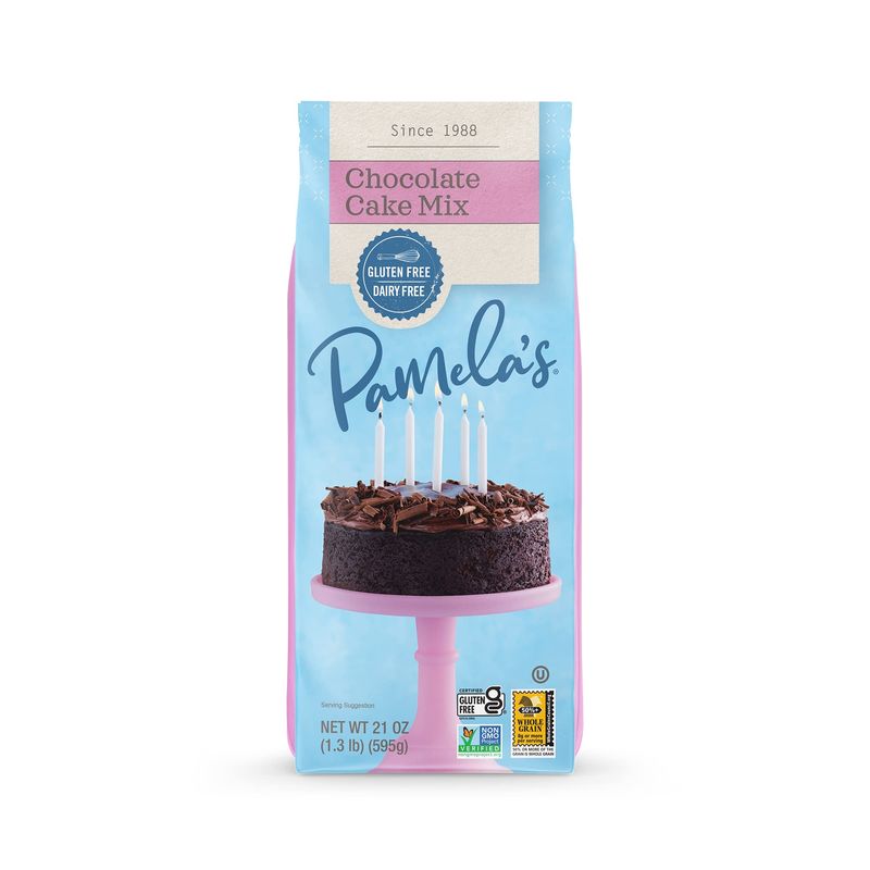 Pamela&#39;s Gluten Free Chocolate Cake Mix, Dairy Free, Kosher, 21-Ounce Bag (Pack of 6)