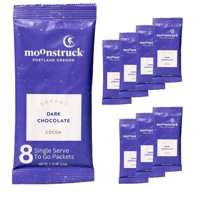Moonstruck Chocolate Single Serve Dreamy Dark Chocolate Hot Chocolate Packets, 8 Count (Pack of 1)