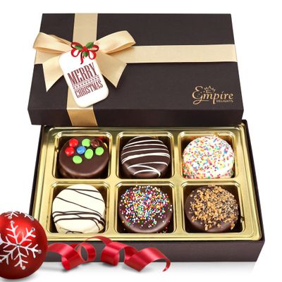 Gourmet Cookies Gift Basket - Delicious Chocolate Gift Basket Great for Birthday Treats for Women and Men - Fancy Chocolate Covered Cookies for Gifting, 6 Count