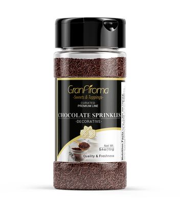 GranAroma Chocolate Sprinkles, Decorative, Cakes &amp; Cupcakes (5.4 Ounce)