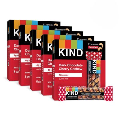 KIND Nut Bars, Dark Chocolate Cherry Cashew, 1.4 Ounce, 60 Count, Gluten Free, Low Glycemic Index, 4g Protein