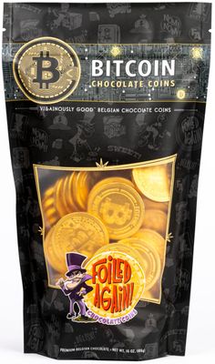 Foiled Again! Chocolate Bitcoins - Belgian Milk Chocolate Coins - Assorted Cryptocurrency Designs - BTC Gift - Sealed, Resealable Bag - 1 pound