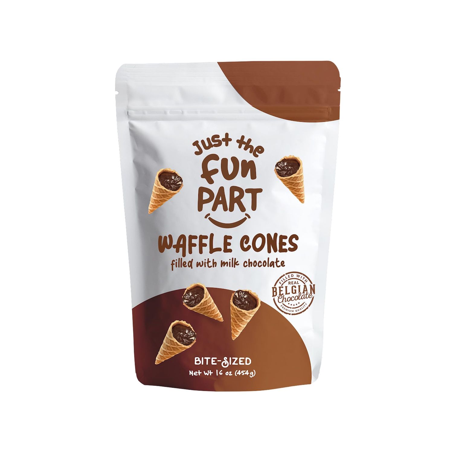 Just The Fun Part Waffle Cones Filled With Milk Chocolate Bite Sized 16 oz Bag