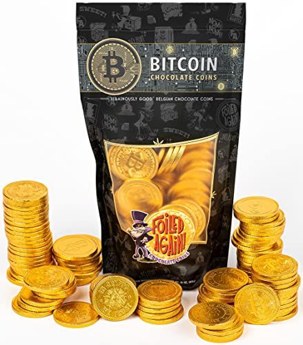 Foiled Again! Chocolate Bitcoins - Belgian Milk Chocolate Coins - Assorted Cryptocurrency Designs - BTC Gift - Sealed, Resealable Bag - 1 pound