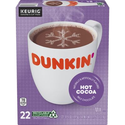 Dunkin' Donuts Milk Chocolate Hot Cocoa Single-Serve K-Cup, Box Of 22
