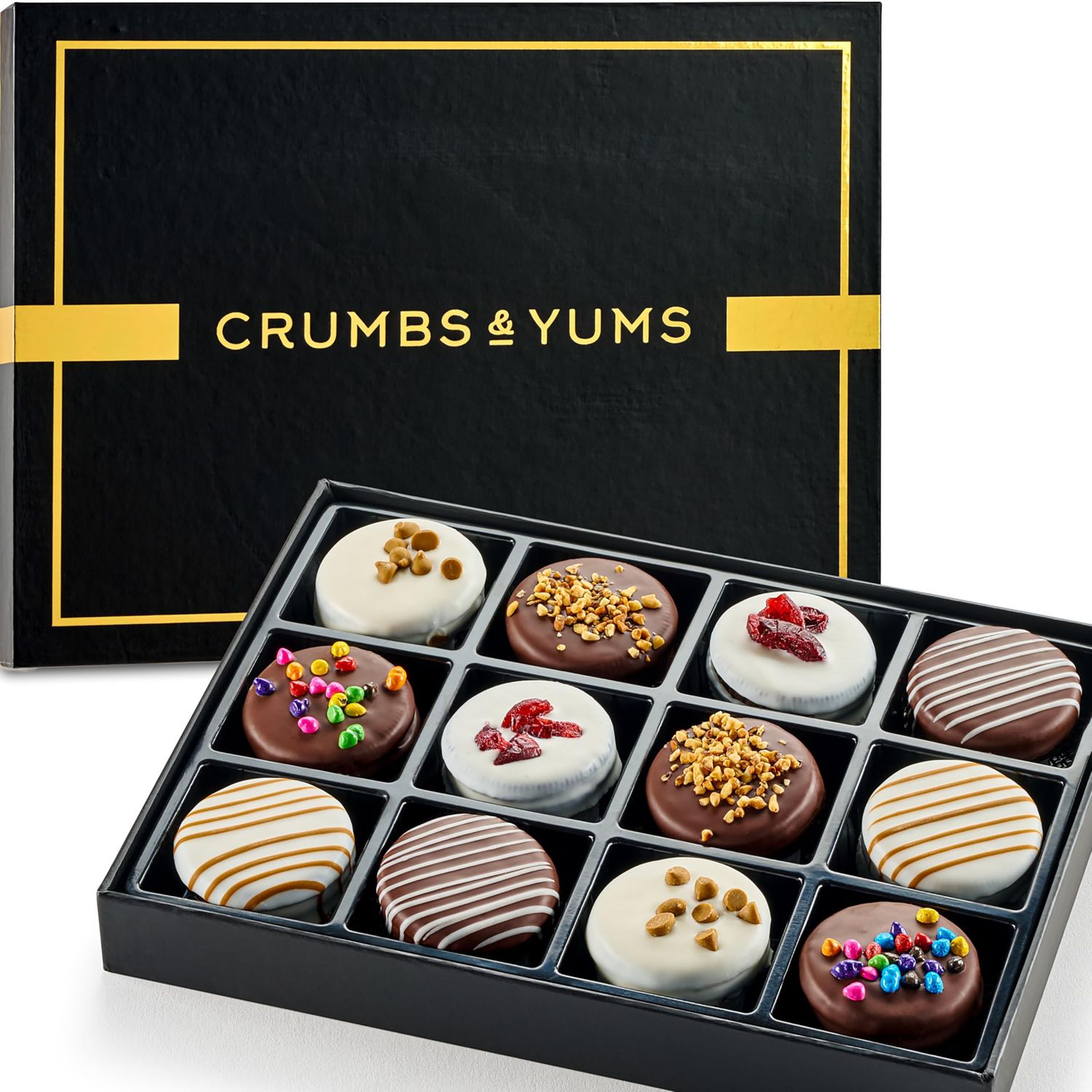 Holiday Christmas Gift Basket - Gourmet Chocolate Cookies with Assorted Toppings - Food Gift Box for Christmas, Family, Birthday, Men &amp; Women