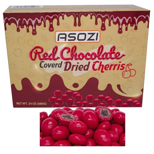 Red Chocolate Covered Dried Cherries 1.5 lb Dried Fruit Coated in creamy milk chocolate and finished with cherry-colored and flavored white chocolate Birthday or Christmas Gifts 24 oz