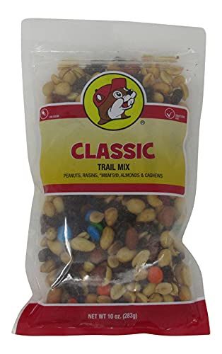 Buc-ee&#39;s Classic Trail Mix in a Resealable Bag, Peanuts, Raisins, Chocolate, Almonds, Cashews, One 10 Ounce Bag