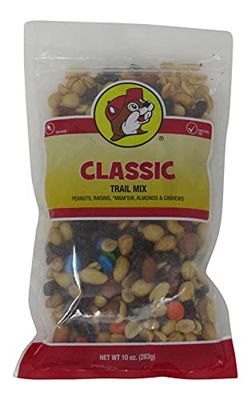 Buc-ee&#39;s Classic Trail Mix in a Resealable Bag, Peanuts, Raisins, Chocolate, Almonds, Cashews, One 10 Ounce Bag