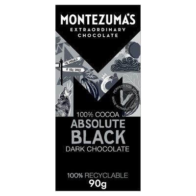 Montezuma Dark Chocolate Absolute Black Cocoa 90G (Pack of 6)