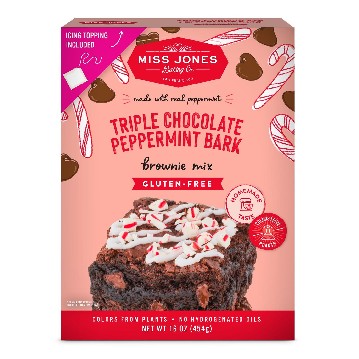 Miss Jones Gluten Free Triple Chocolate Peppermint Bark Brownie Mix - 16oz