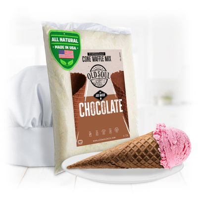 OLDSOUL Professional Cone Waffle Mix | 5 Lbs | Chocolate Flavor | Batter Mix | 112 Cone Waffles (5 Lbs, Traditional)