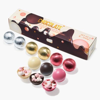 Hot Chocolate Boms Marshmallow Balls - Set of 6-3 Flavors of White, Fudge Brownie, Strawberry Chocolates Winter - Best Cocoa Balls Filled with Marshmallows - Ball Gift Set, Melting Delicious Gifts