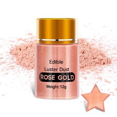 Edible Luster Dust,Rose Gold Luster Dust 12g Food Grade Metallic Shimmer,Edible Glitter for Desserts Cake Decorating, Baking, Fondant, Chocolate, Candy, Drinks, Cookies, Vegan