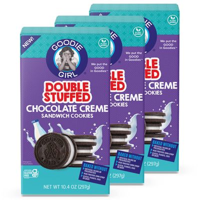 Goodie Girl | Double Stuffed Chocolate Creme Sandwich Cookies | Gluten Free | Plant Based | Dairy Free | Peanut Free | Egg Free | 10.4oz Box (Pack of 3)