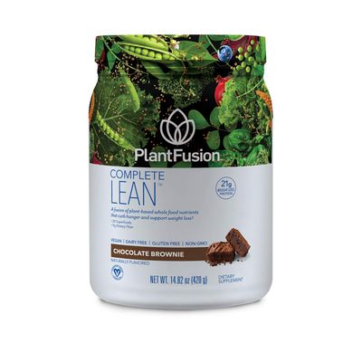 PlantFusion Complete Lean Plant Based Protein Powder - Prebiotic Fiber, Superfoods &amp; Digestive Enzymes - Vegan, Gluten Free, Soy Free, Non-GMO - Chocolate Brownie 1 lb