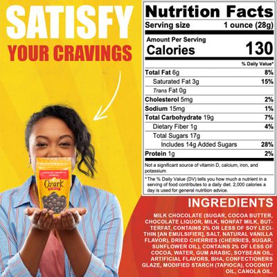 OZARK NUT ROASTERS, Chocolate Amaretto Cherries, Chocolate-Flavored Cherry Nuts, World-Class Gourmet Candied Peanuts, Resealable Pack, (14 oz)