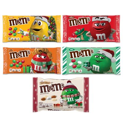 Christmas M and Ms Variety 5 Pack of MMS Christmas Candy Bulk- Mint M and Ms Candy, M and M Peanut Butter, MMS Peanut, MM Milk Chocolate, and M and M White Chocolate Toasty Vanilla Mm Candy