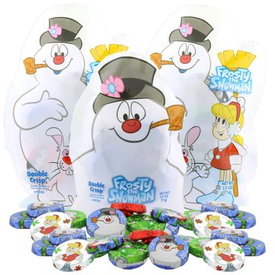Limited Edition Christmas Frosty Chocolate Bags, Individually Wrapped Double Crisp Milk Chocolates, Stocking Stuffers Treats, 2.5 Ounces (Pack of 3) Package Style May Vary