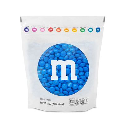 M&amp;MS Milk Chocolate Blue Chocolate Candy - 2lbs of Bulk Candy in Resealable Pack for Graduation, Wedding and 4th of July