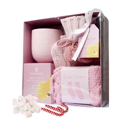 Christmas Gifts For Women - Hot Chocolate Gift Sets |Christmas Hot Cocoa Gift Sets With Mug, Mini Hot Water Bottle, Socks, Marshmallows For Hot Chocolate, Candy |Gourmet Hot Chocolate Gift Set
