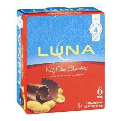 Luna Nutz Over Chocolate Whole Nutrition Bar for Women, 6 - 1.69 Ounce Bars