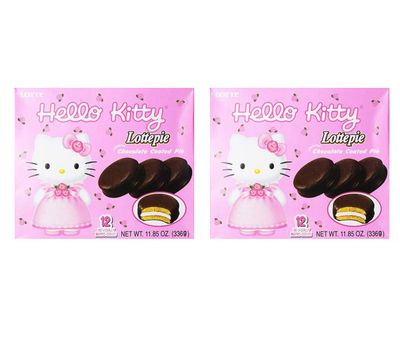 Lotte Hello Kitty Lottepie Chocolate Coated Pie (2 Pack, Total of 672g)