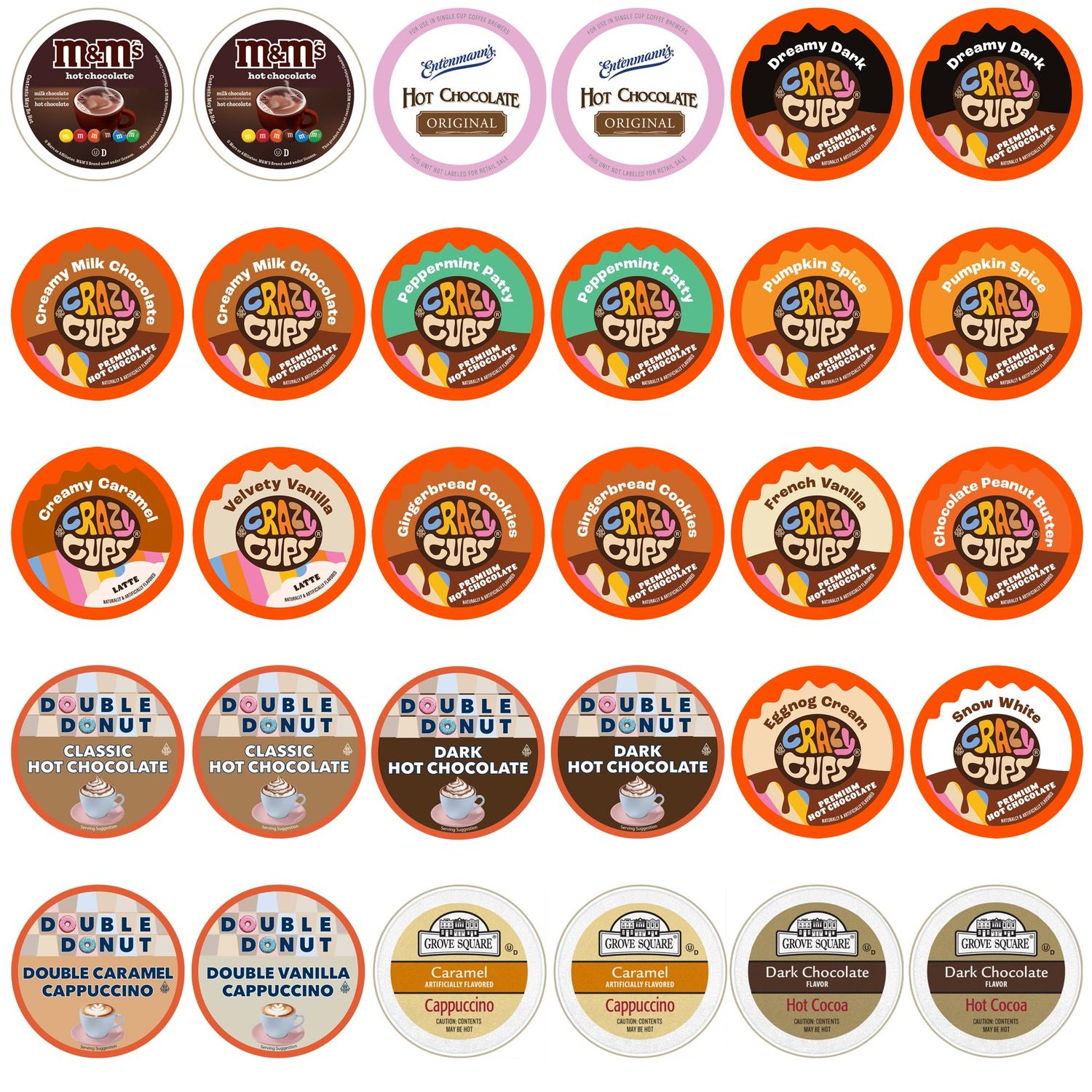 Cappuccino &amp; Hot Chocolate Variety Pack, Including Flavored Hot Chocolate &amp; Cappuccino Coffee for Keurig KCup Machines, Hot Cocoa Coffee Pods Variety, Coffee | Set, Hot Chocolate | Set, 30 Count